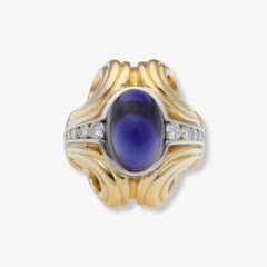 Lagos 22 Karat Gold and Iolite Cabochon Ring