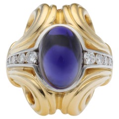 Lagos 22 Karat Gold and Iolite Cabochon Ring