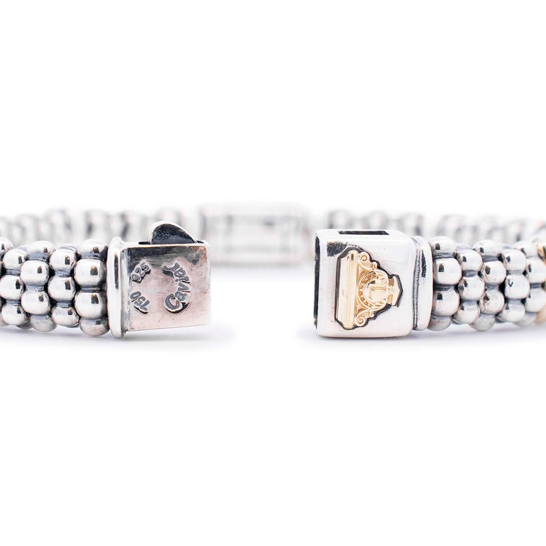 Lagos 925 Sterling Silber & 18K Gelbgold Signatur Diamant Kaviar-Armband 9m im Zustand „Hervorragend“ in Houston, TX