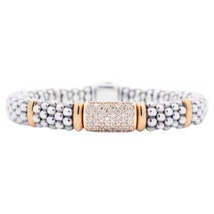 Lagos 925 Sterling Silber & 18K Gelbgold Signatur Diamant Kaviar-Armband 9m