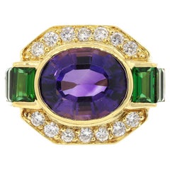 Lagos Amethyst, Tourmaline and Diamond Ring