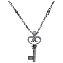 Lagos Beloved Sterling Silver 0.29 Carat Diamond Key Pendant Necklace