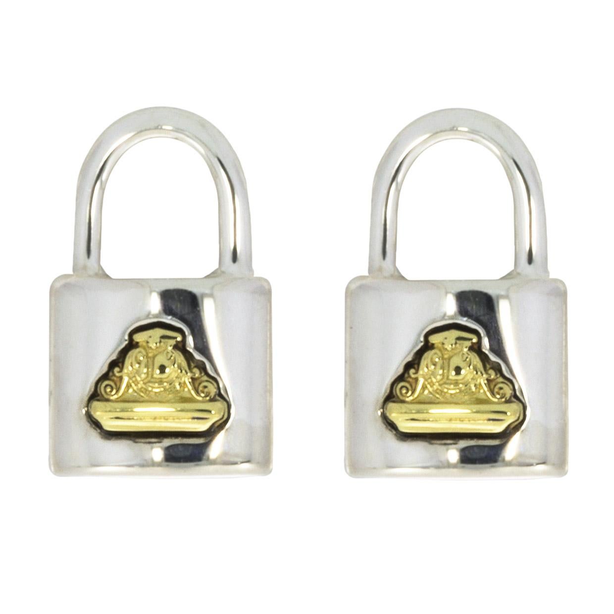 Lagos Beloved Lock Mixed Metals Stud Earrings In New Condition In Columbia, MO