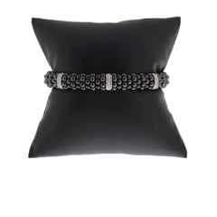 Lagos Black Caviar Sterling Silver 0.26 Carat Round Diamond Beaded Bracelets
