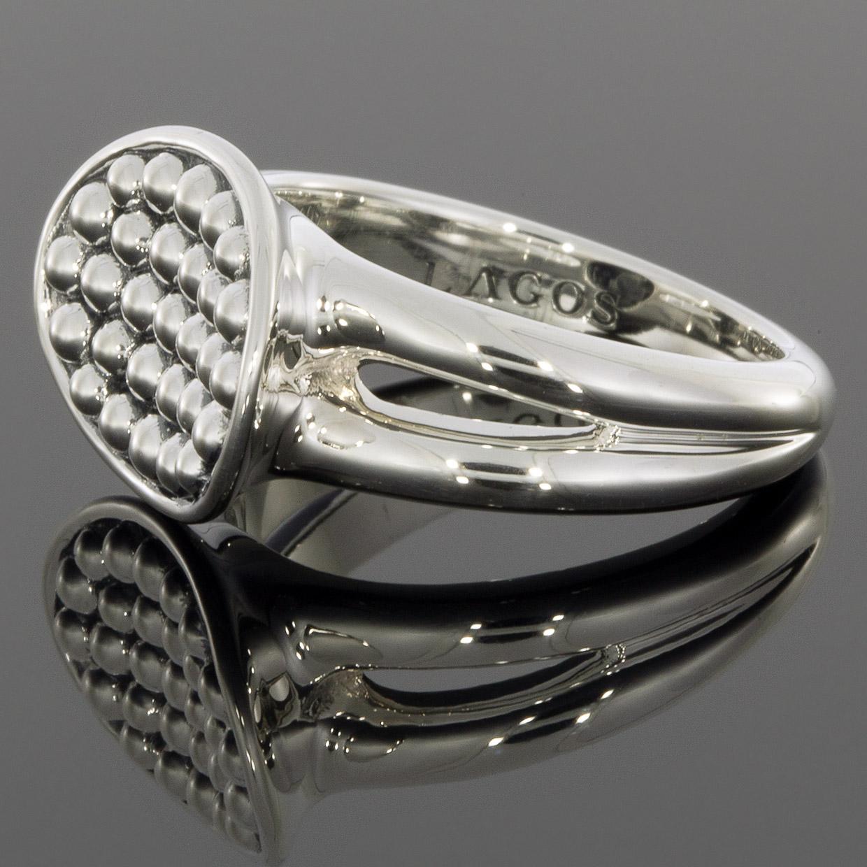 Lagos Bold Caviar Sterling Silver Band Ring In Excellent Condition In Columbia, MO
