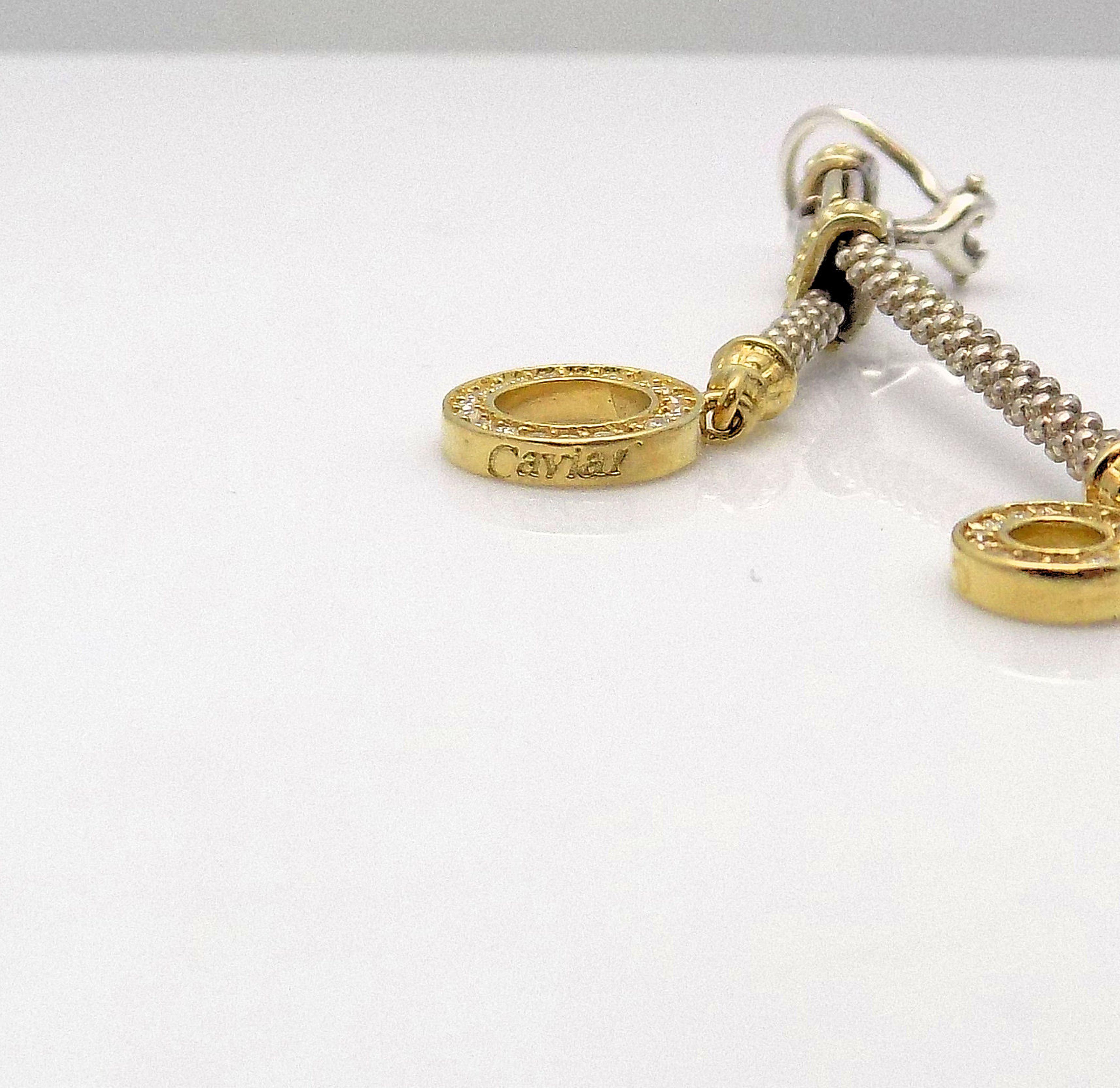 Women's Lagos Caviar 18 Karat Yellow Gold and Sterling Silver Diamond Earrings