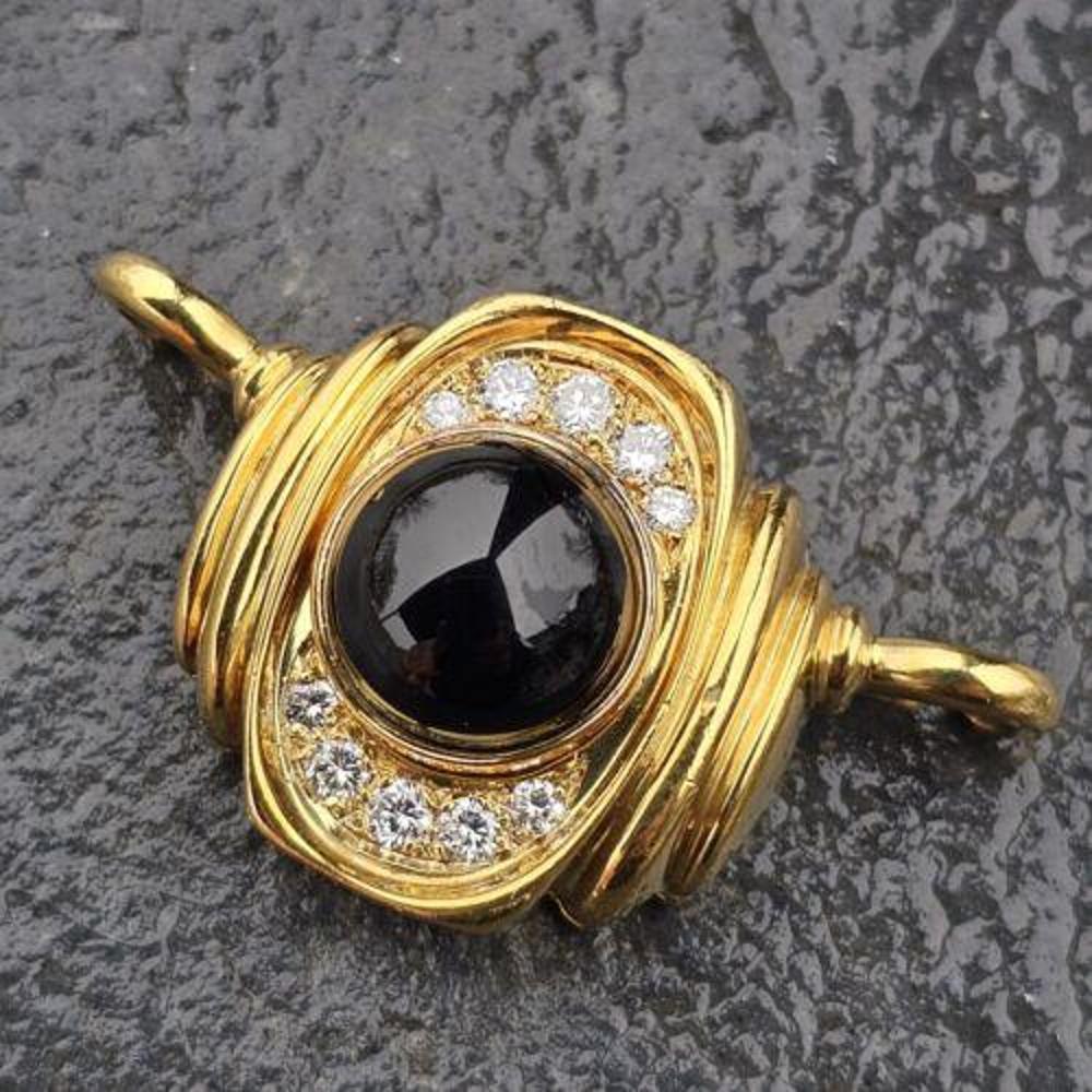 Lagos Caviar Collana in oro 18 carati con perline di onice e diamanti rimovibili Raro in vendita 3