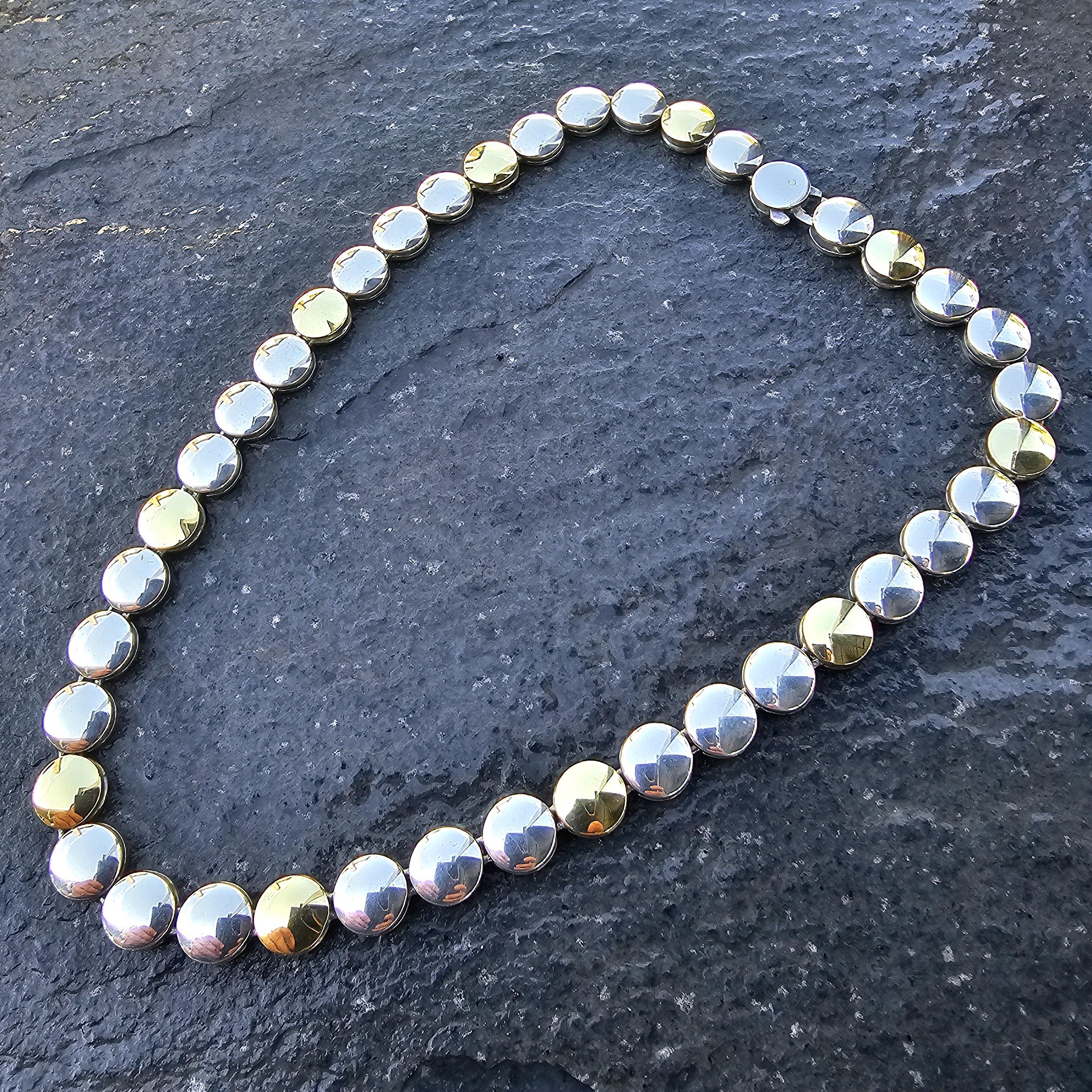 Lagos Caviar, collana a dischi in oro 18k e argento, 17,5