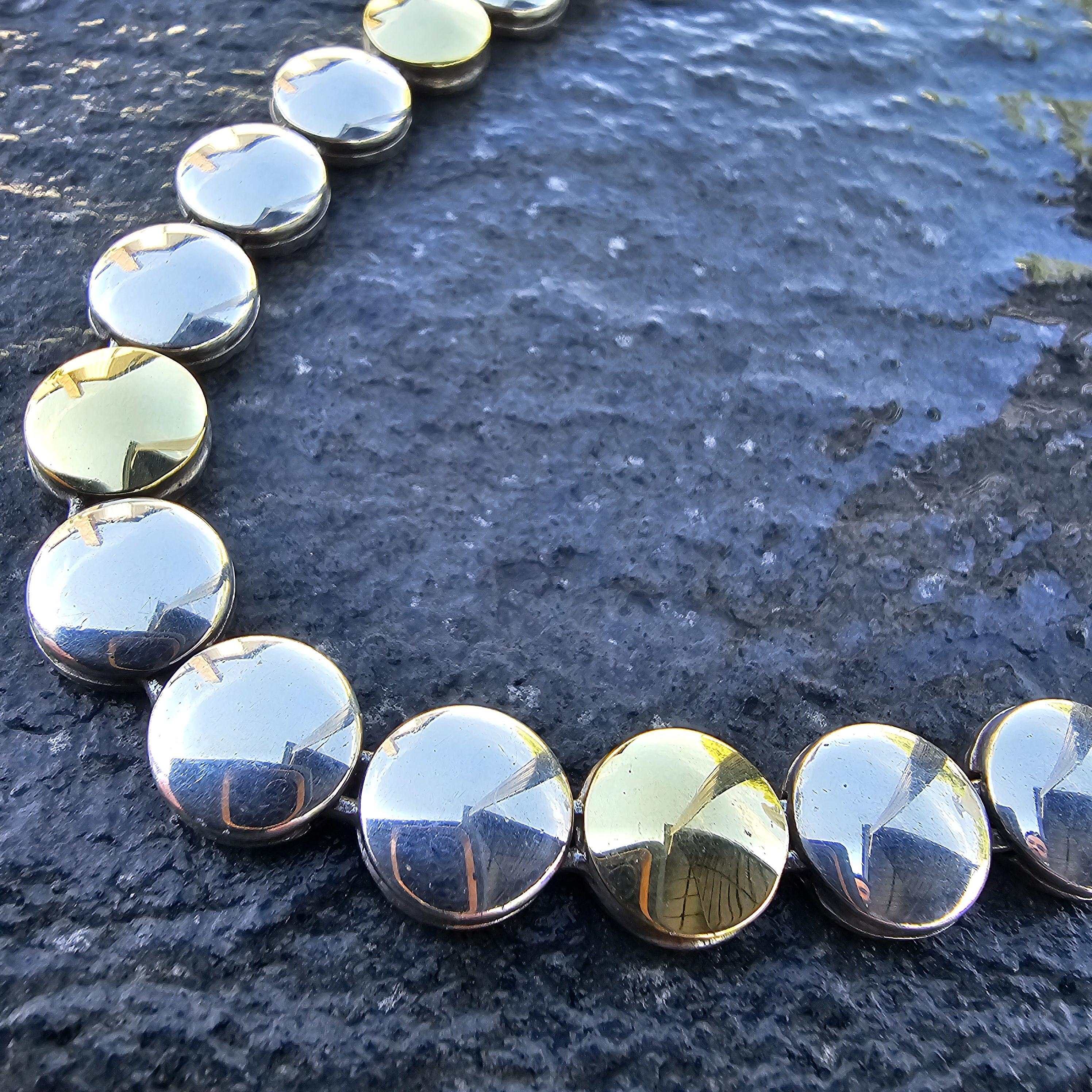 Lagos Caviar, collana a dischi in oro 18k e argento, 17,5