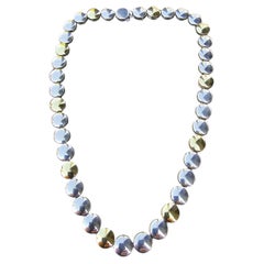 Lagos Caviar, collana a dischi in oro 18k e argento, 17,5" 74,8g