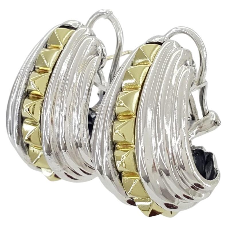 Lagos Kaviar 18K Gelbgold & Sterlingsilber Creolen Shrimp-Ohrringe (Zeitgenössisch) im Angebot