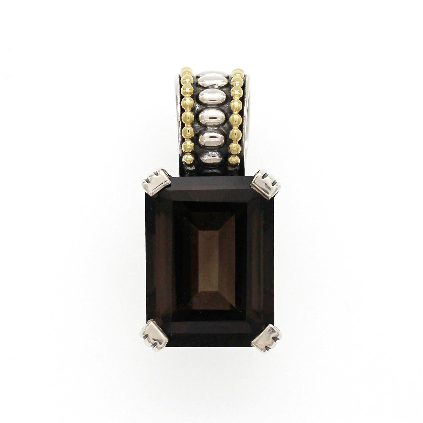 100% Authentic, 100% Customer Satisfaction

Height: 33.5 mm

Width: 15 mm

Metal: 925 Sterling Silver& 18K Yellow Gold 

Stone Type: Smoke Topaz

Hallmark: CAVIAR 925 750

Total Weight: 12.9 Grams

Condition: Pre Owned

Estimated Retail Price:
