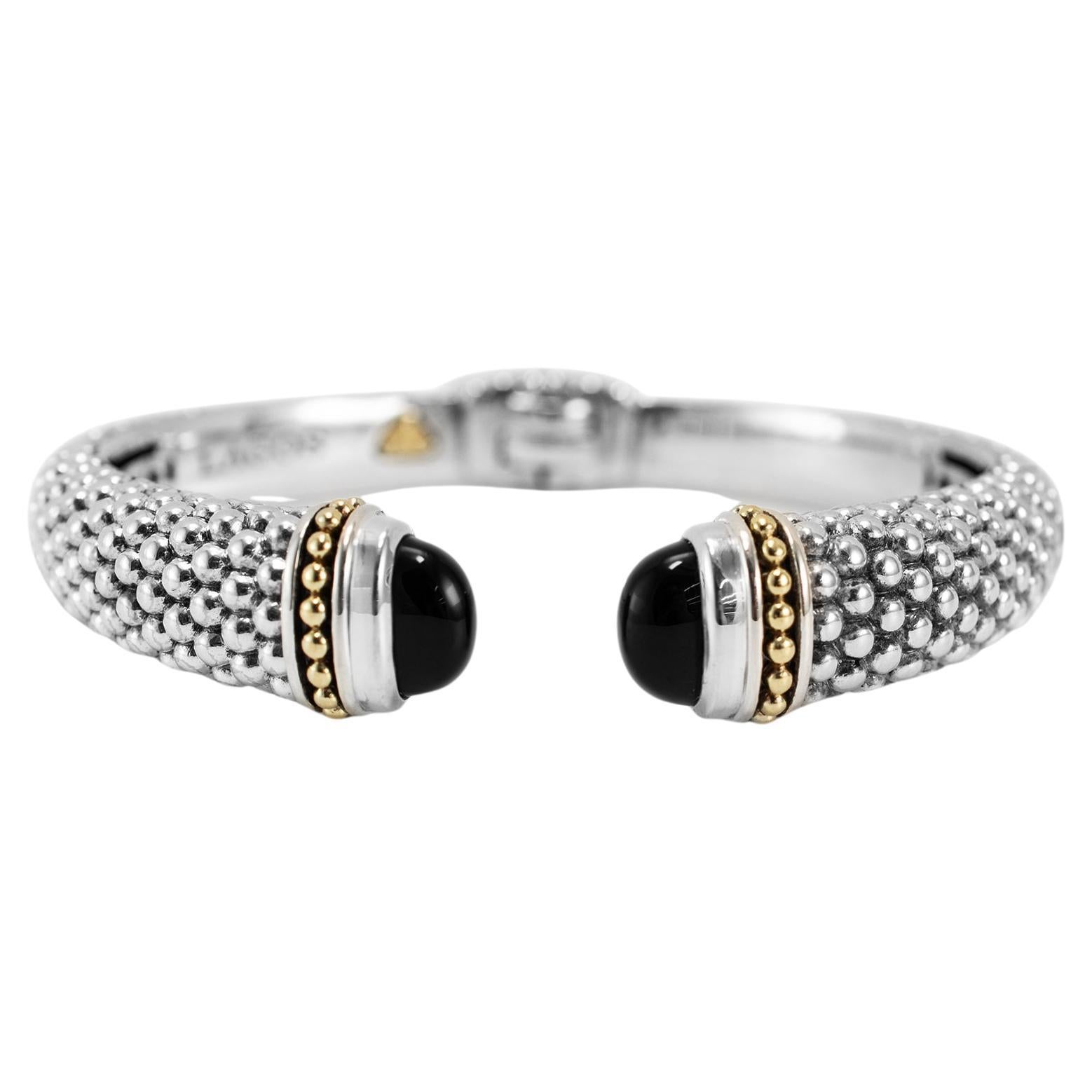 Lagos Caviar Bracciale in argento 925 e onice in oro giallo 18 carati
