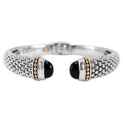 Pulsera de ónice Lagos Caviar Color Plata de Ley 925 y Oro Amarillo de 18 quilates
