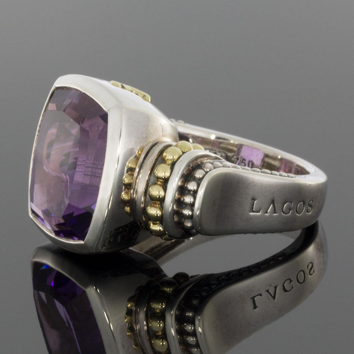 Item Details
Main Stone Amethyst
Main Stone Color Purple
Main Stone Shape Cushion Cut
Main Stone Treatment Not Enhanced
Main Stone Clarity Aa
Main Stone Creation Natural
Estimated Retail $1,250.00
Brand Lagos
Collection Caviar Color
Metal Mixed