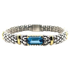 Lagos Caviar Contemporary Sterling Silver and 18k Yellow Gold Topaz Bracelet