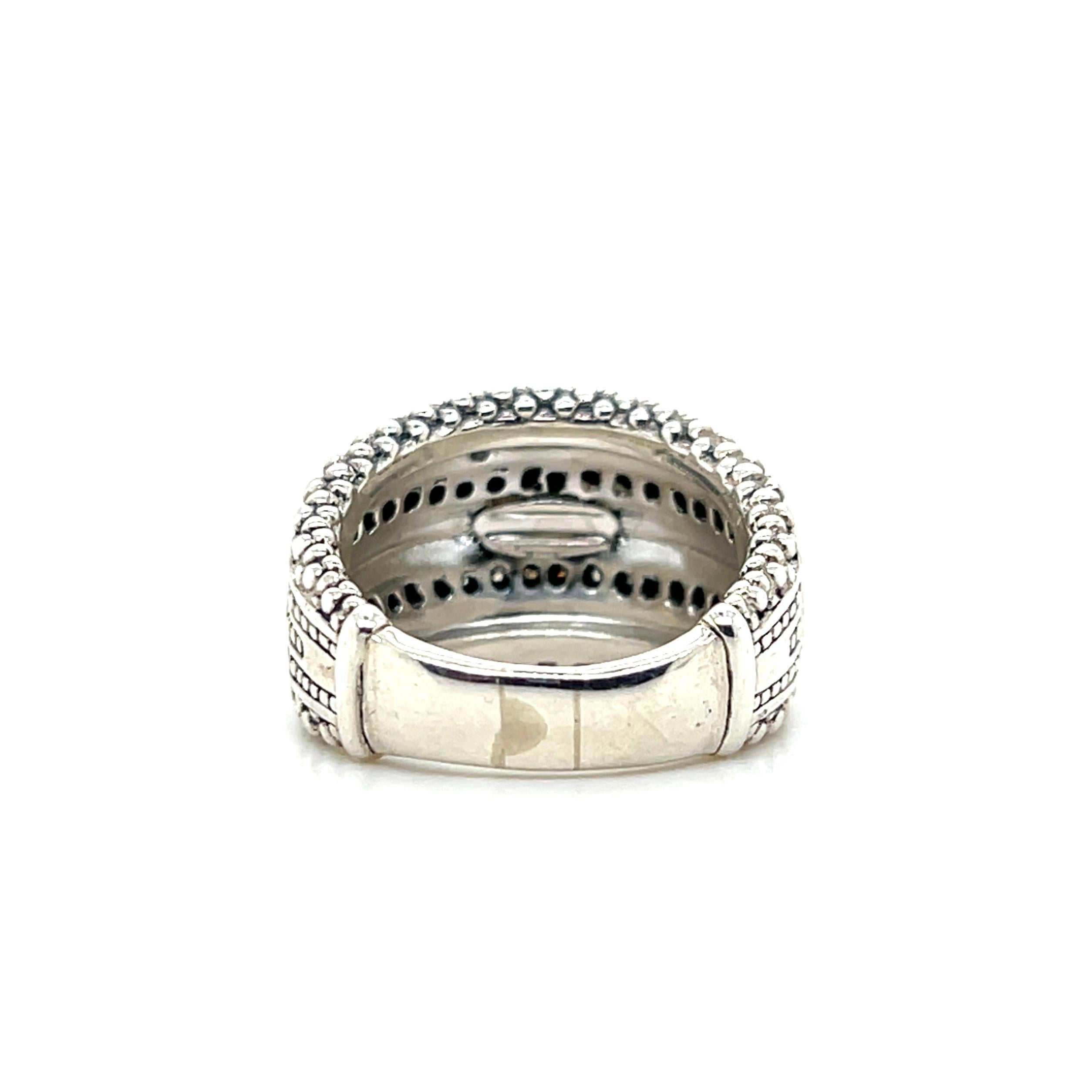 Contemporaneo Anello con diamante Lagos Caviar in argento sterling e oro giallo 18k in vendita