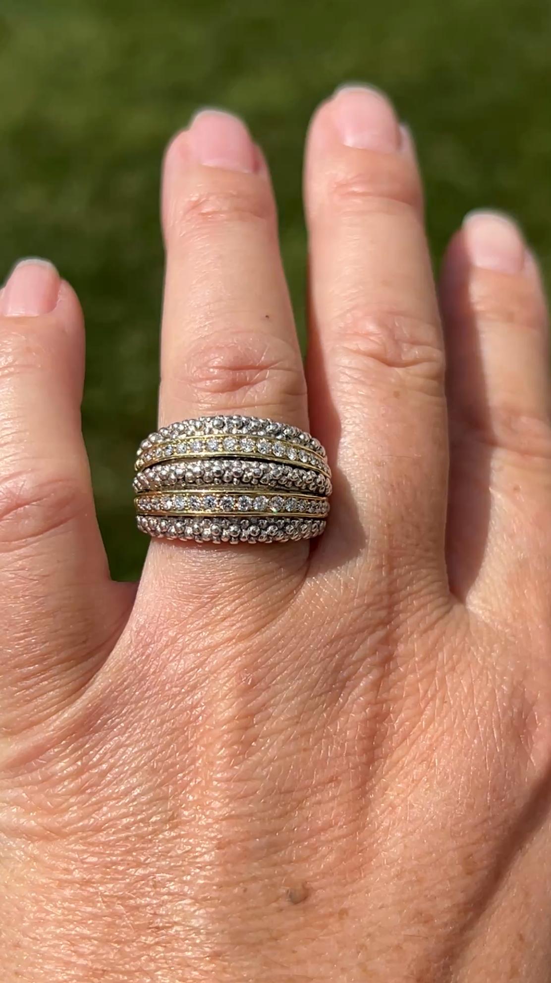 Anello con diamante Lagos Caviar in argento sterling e oro giallo 18k in vendita 1