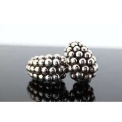 LAGOS Caviar Earrings. Sterling Silver Bubbly Heavy Clip ON Non Pierced Huggie
