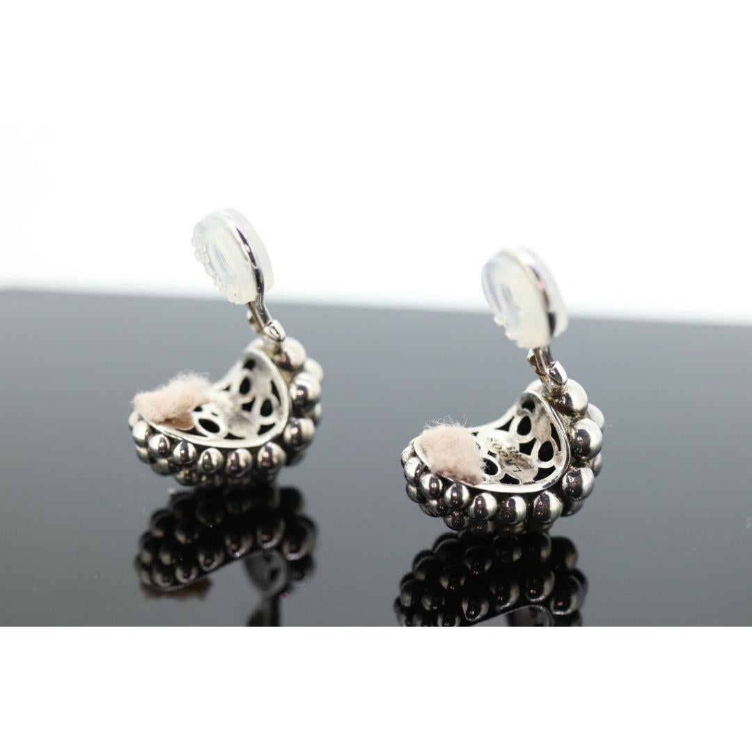 Women's or Men's LAGOS Caviar Earrings. Sterling Silver Bubbly Heavy Clip ON Non Pierced Huggie For Sale