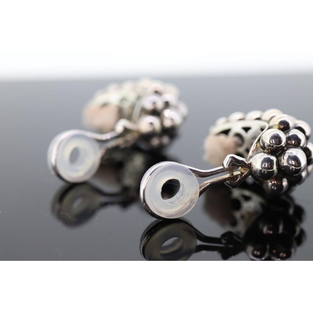 LAGOS Caviar Earrings. Sterling Silver Bubbly Heavy Clip ON Non Pierced Huggie For Sale 1