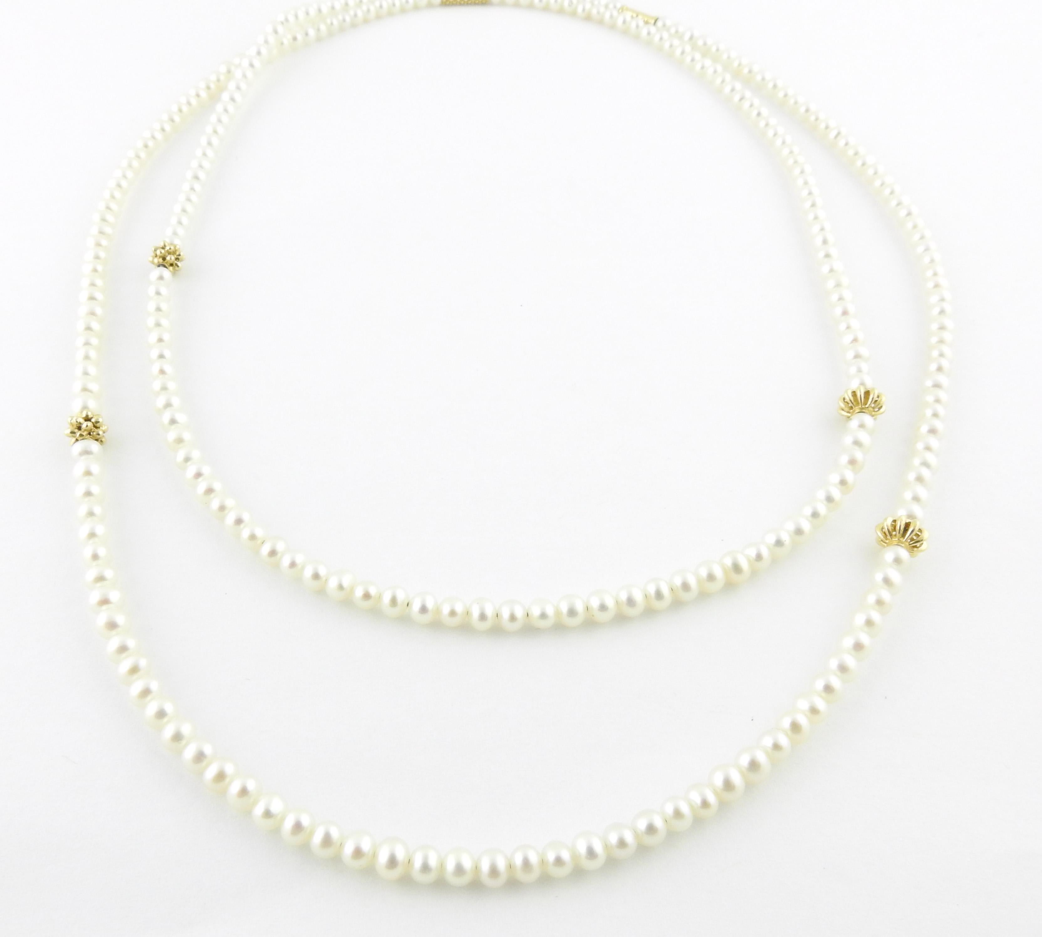 Lagos Caviar Icon 18K Yellow Gold Freshwater Cultured Pearl Necklace

This beautiful necklace by Lagos Caviar is set with a strand of cultured pearls approx. 4mm each and 6 gold stations

34