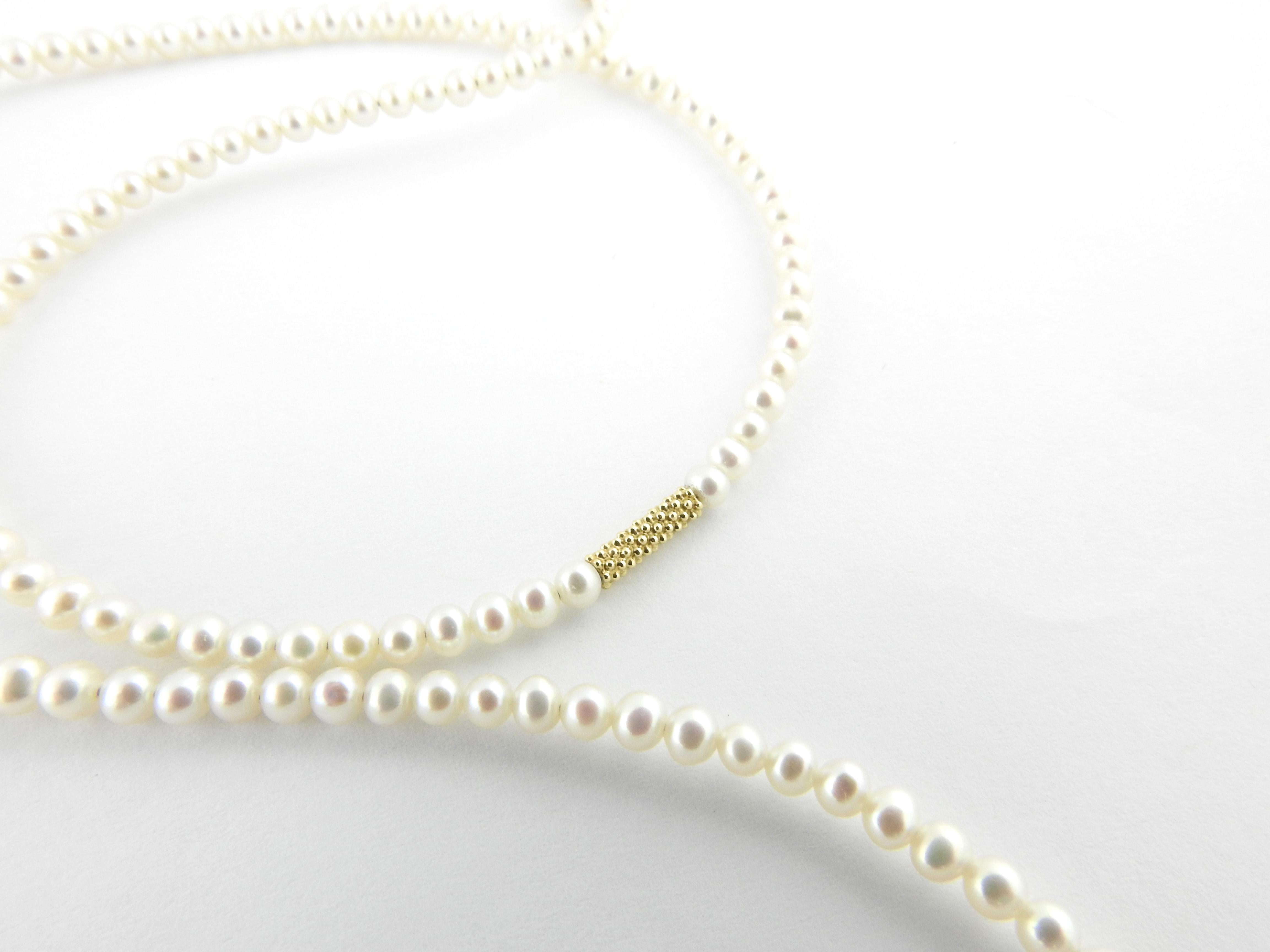 Lagos Caviar Icon 18K Yellow Gold Freshwater Cultured Pearl Necklace In Good Condition In Washington Depot, CT