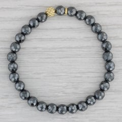 Lagos Kaviar Icon Hämatit Gold Station Perlenarmband 18k Gold Stretch Strand