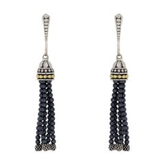 Lagos Caviar Icon Silver 
Gold Hematite Beaded Tassel Drop/Dangle Earrings