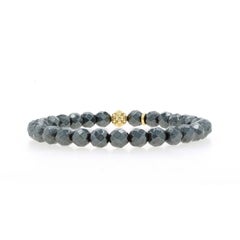 Lagos Caviar Bracciale Ematite Stazione Icone 7 1/2" Oro Giallo 18k Perline Sfaccettate