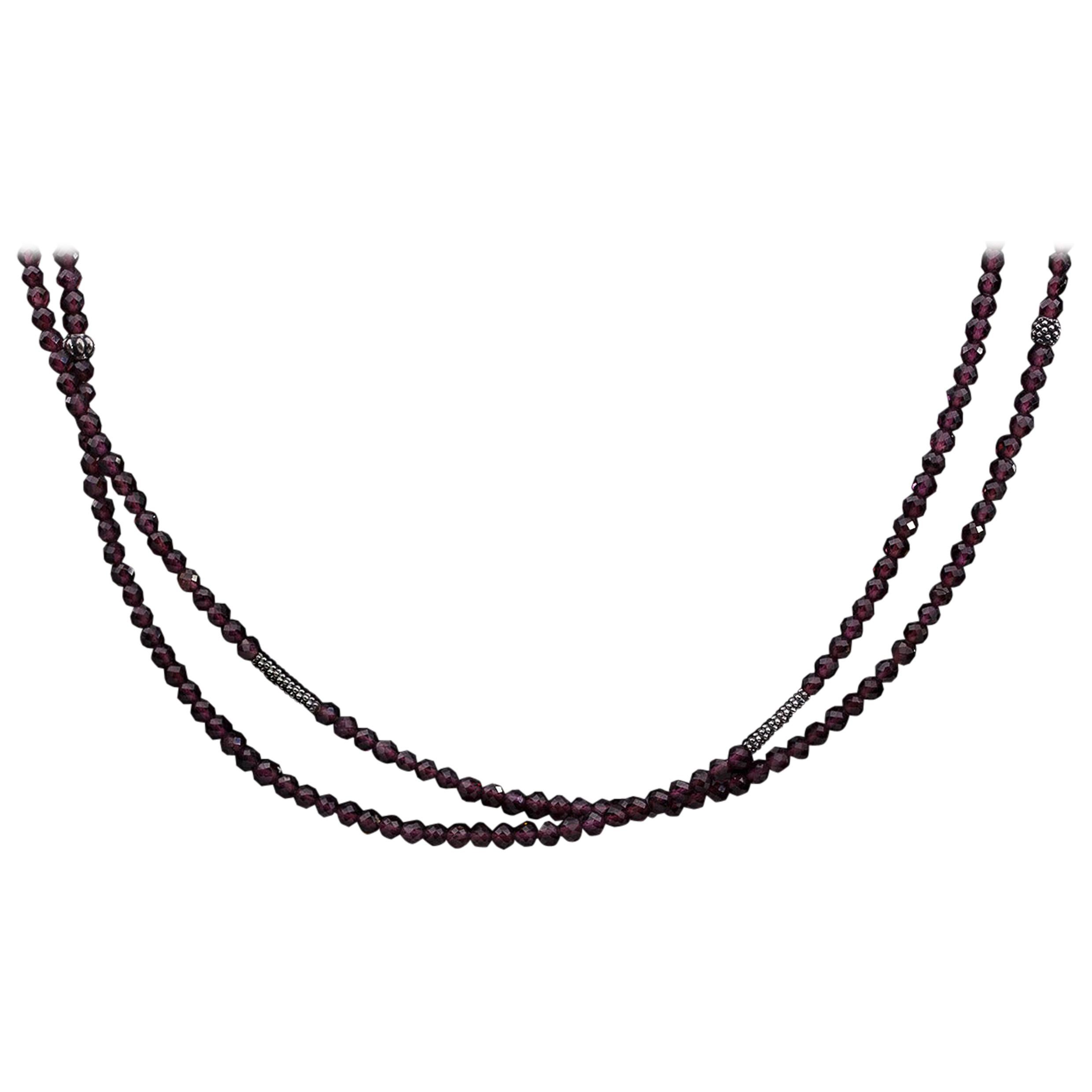 Lagos Caviar Icon Sterling Silver Brio Garnet Necklace