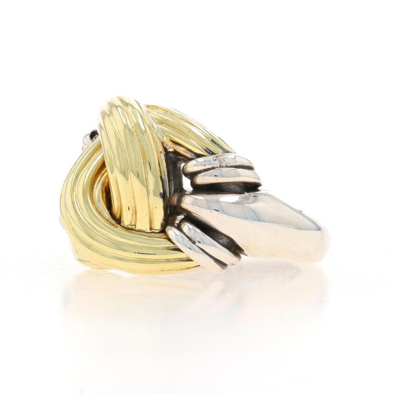 Lagos Caviar Knot Ring - Sterling Silver 925 & Yellow Gold 18k Statement In Good Condition For Sale In Greensboro, NC