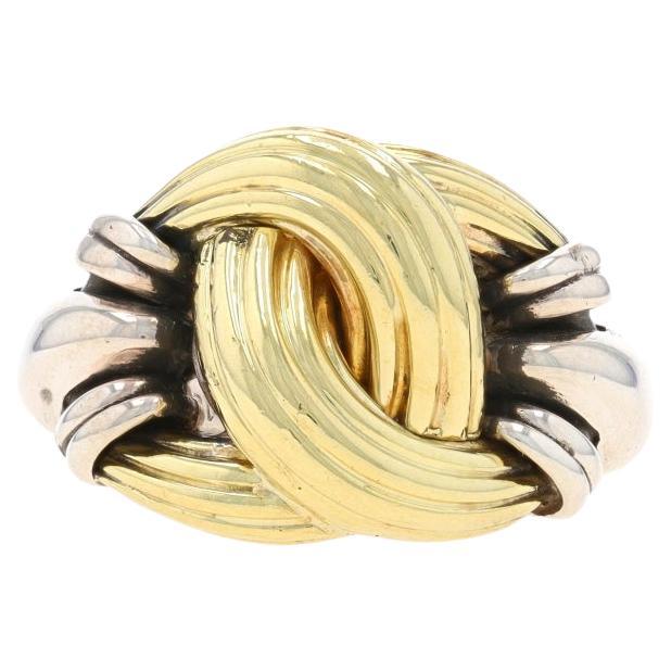 Lagos Caviar Knot Ring - Sterling Silver 925 & Yellow Gold 18k Statement For Sale