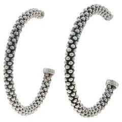 Pendientes de aro grandes Lagos Caviar - Plata de ley 925 Oro amarillo 14k Perforados