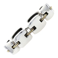 Lagos Caviar Link Bracelet Sterling Silver & Yellow Gold, 925 & 18k