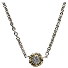 Lagos Caviar Lux Gold and Silver 0.07 Carat Round Diamond Pendant