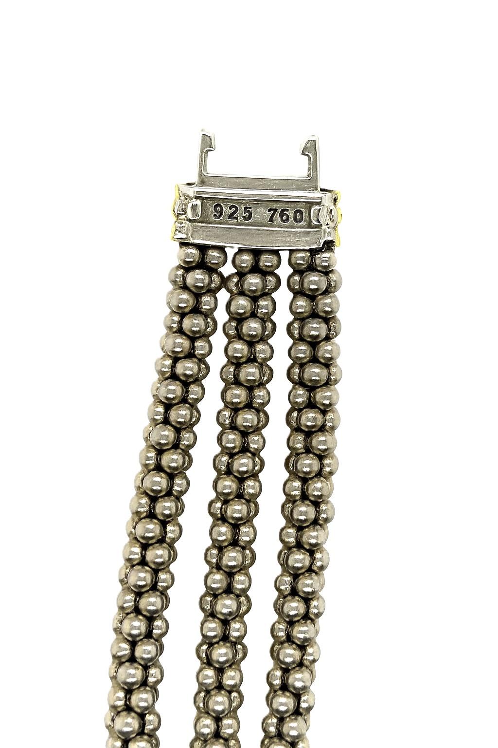 Lagos Caviar Lux Bracciale con diamanti a tre fili in oro giallo 18 carati e argento In condizioni buone in vendita a Philadelphia, PA
