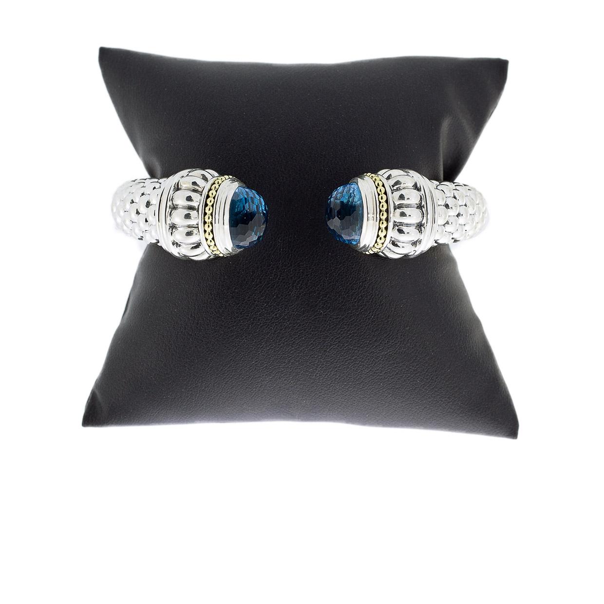 Lagos Caviar Mixed Metals Topaz Cuff Bracelets For Sale at 1stDibs