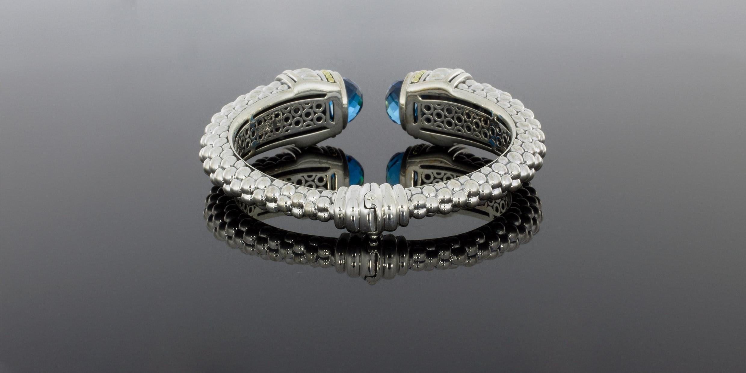 Women's Lagos Caviar Mixed Metals Topaz Cuff Bracelets For Sale