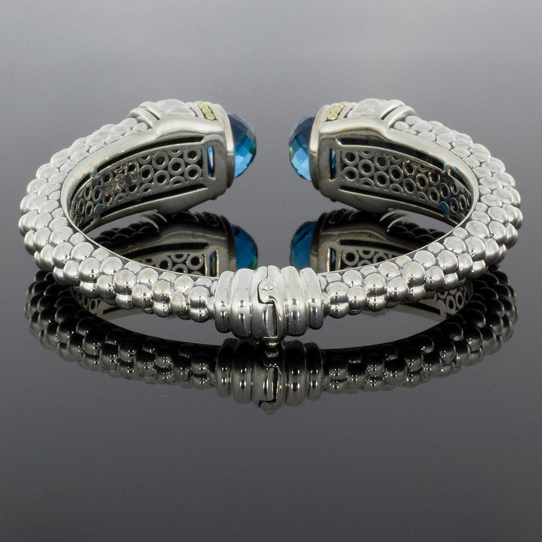 Lagos Caviar Mixed Metals Topaz Cuff Bracelets For Sale at 1stDibs