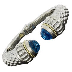 Used Lagos Caviar Mixed Metals Topaz Cuff Bracelets