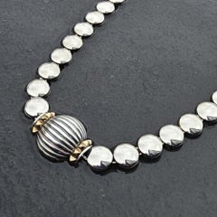 Lagos Caviar Necklace Fluted 18k Gold Circle Dot 16.5" Dome Pendant