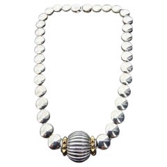 Lagos Caviar Halskette geriffelt 18k Gold Kreis Dot 16,5" Dome Anhänger
