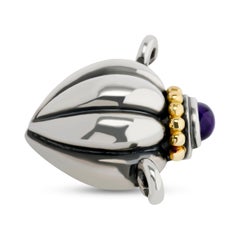 Ciondolo a forma di cuore con ametista in argento e oro giallo 18 carati Lagos Caviar