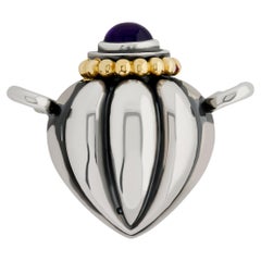Lagos Herzanhänger in Herzform aus Kaviar-Silber und 18 Karat Gelbgold mit Amethyst in Herzform