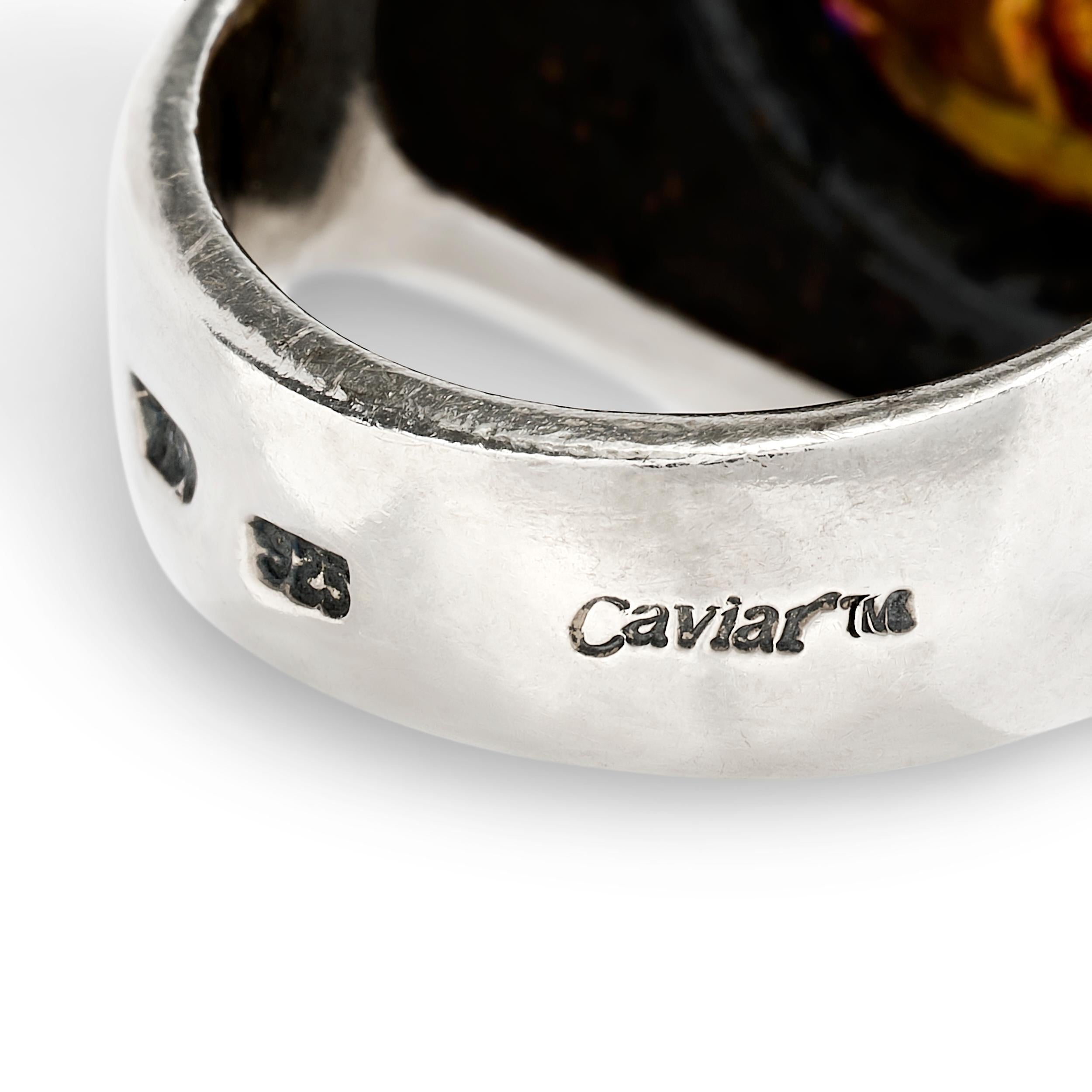 Women's Lagos Caviar Silver and 18 Karat Yellow Gold Bezel Set Coin Ring For Sale