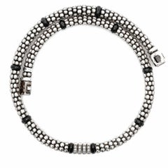 Lagos Caviar Silver Pave Diamond & Black Ceramic Station 16" Necklace