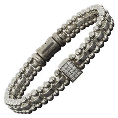 Used Lagos Caviar Spark Pave Diamond Center Sterling Silver Chain Bracelet