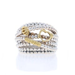 Lagos Caviar Statement Band - Sterling Silver 925 & Yellow 18k Heart Ring