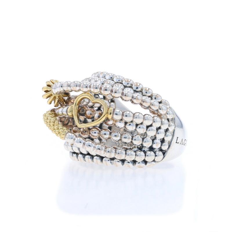 Lagos Caviar Statement Band - Sterling Silber 925 & Gelb 18k Herz Ring im Zustand „Hervorragend“ in Greensboro, NC